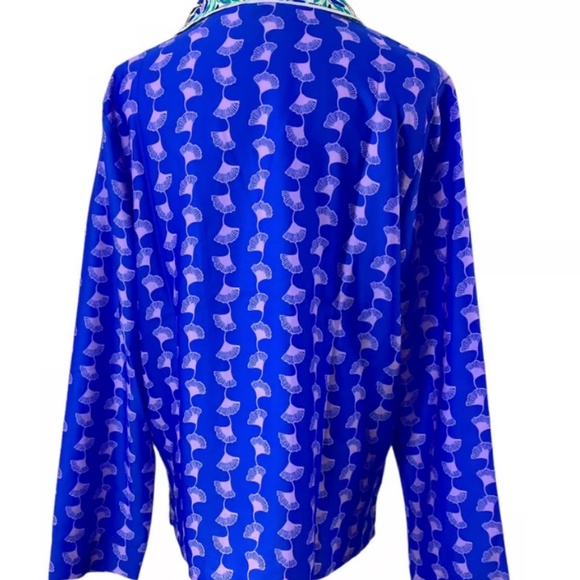 Lilly Pulitzer Woven Pajama Top Blue Grotto Fan Favorite Engineered Size XL NWT - Picture 2 of 6